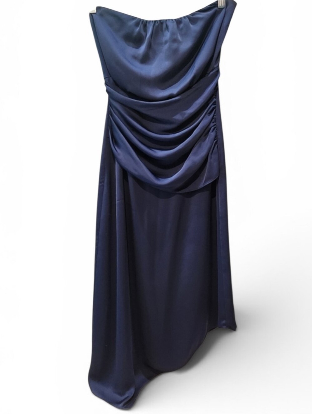 Ramy Brook Strapless Navy Satin Draped Gown Size 0 NWOT